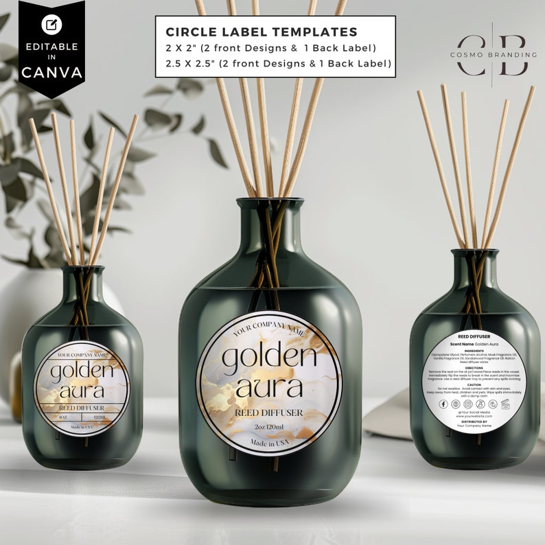 Editable Reed Diffuser Template, DIY Canva Product Labels, Room ...