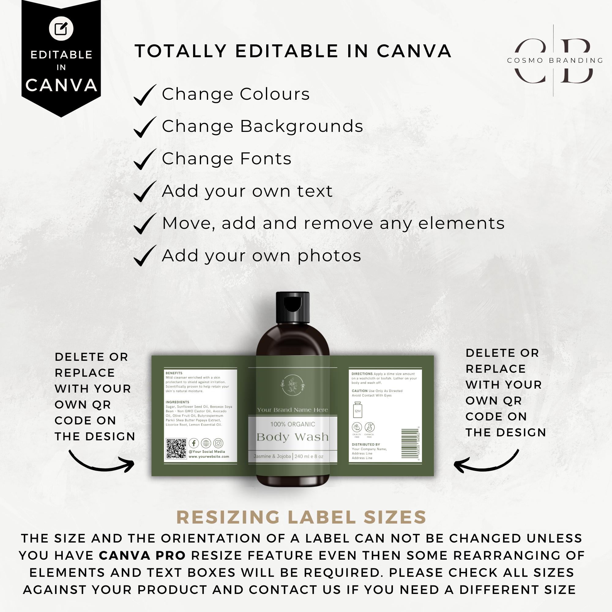 Mini Conditioner Label Clean Beauty Shampoo Bottle Label Template Set, Canva Editable Lotion ...