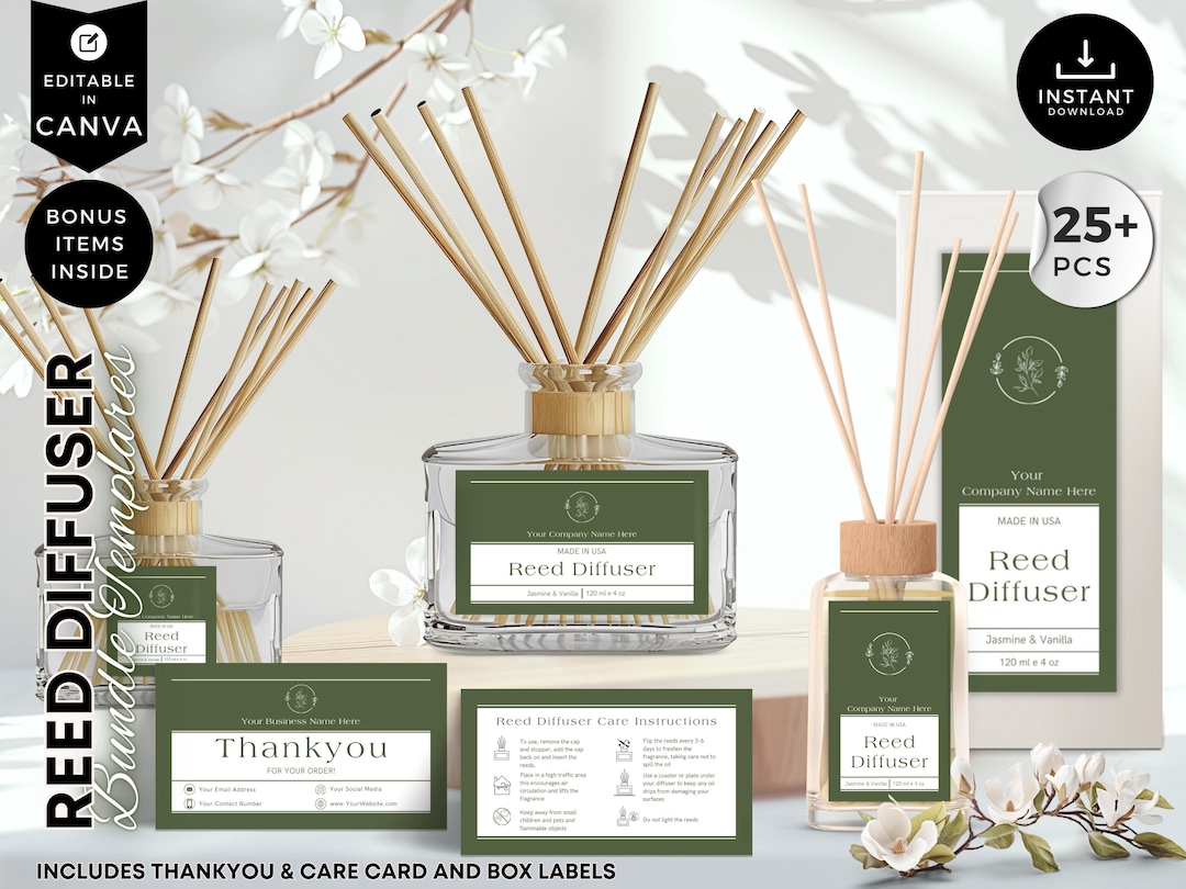 Room Diffuser Label Editable Reed Diffuser Template, DIY Canva Product Labels, Room ...