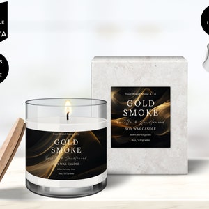 Editable Candle Jar Label, DIY Candle Label Template, Modern Candle Label, Candle Box Label Sticker, Candle Packaging, Canva Design,  CBB1