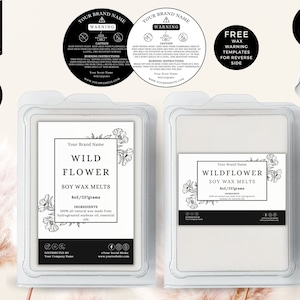 Floral Minimal Wax Melt Label Template Bundle, Canva Editable Wax Melt Packaging Labels, CBF1