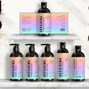 Shampoo Bottle Label Template, Canva Bottle Label Design, DIY Cosmetic Bottle Labels 4oz, 8oz, 16oz, Conditioner Label Template, Neon, CBM4