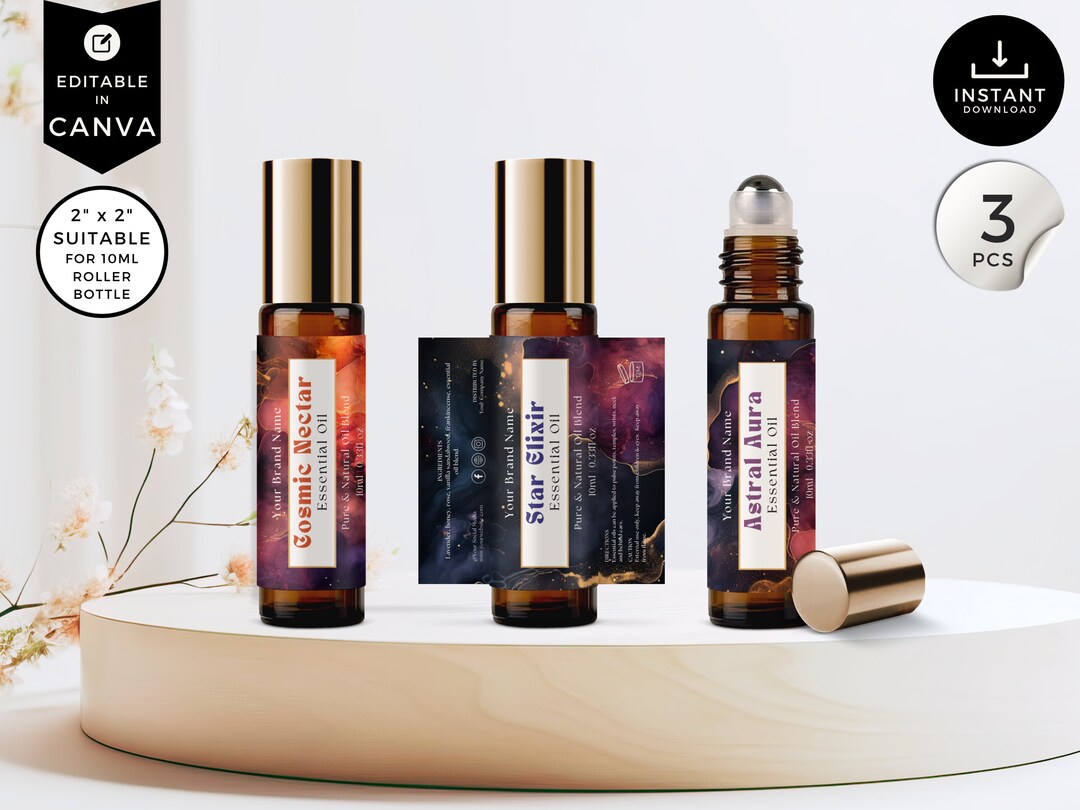 Essential Oil Label, Roller Bottle Label, Oil Bottle Label, Canva ...