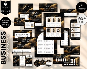 Small Business templates, Black, Canva Branding Package, Business starter kit, Branding Kit, Business Cards, Price List, Thankyou Card, CBB1