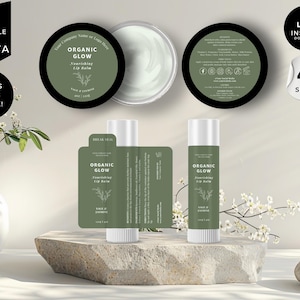 Lip Balm Label Template, Editable Chapstick Label, DIY Canva Lip Gloss Label, Custom Lip Tin Labels, Lip Product Package Labels, Green, CBS6