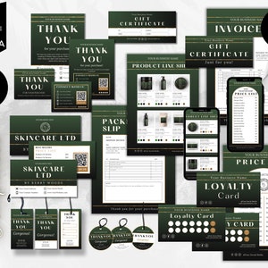Editable Small Business templates, Canva Branding Package, DIY Business starter kit, Business Cards, Price List, Thankyou Card, Green, CBS3