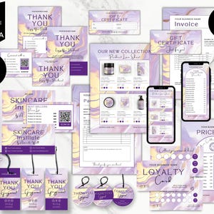 Editable Small Business templates, Canva Branding Package, DIY Business starter kit, Business Cards, Price List, Thankyou Card, Purple, CBP7