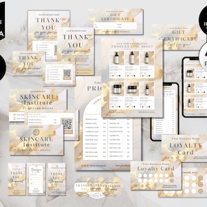 Small Business templates, Gold, Canva Branding Package, Business starter kit, Branding Kit, Business Cards, Price Lists, Thankyou Card, CBW1