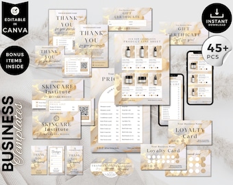 Small Business templates, Gold, Canva Branding Package, Business starter kit, Branding Kit, Business Cards, Price Lists, Thankyou Card, CBW1
