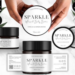 Jar Label Templates, Editable Cosmetic Template, DIY Canva Design, Body Product Label, Round Tin Labels, Cosmetic Jar Sticker,, White, CBW3