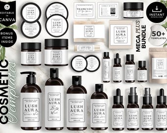 Minimalist Skincare Label Template Bundle, Canva Editable Cosmetic Labels, Beauty Branding Kit, CBD6