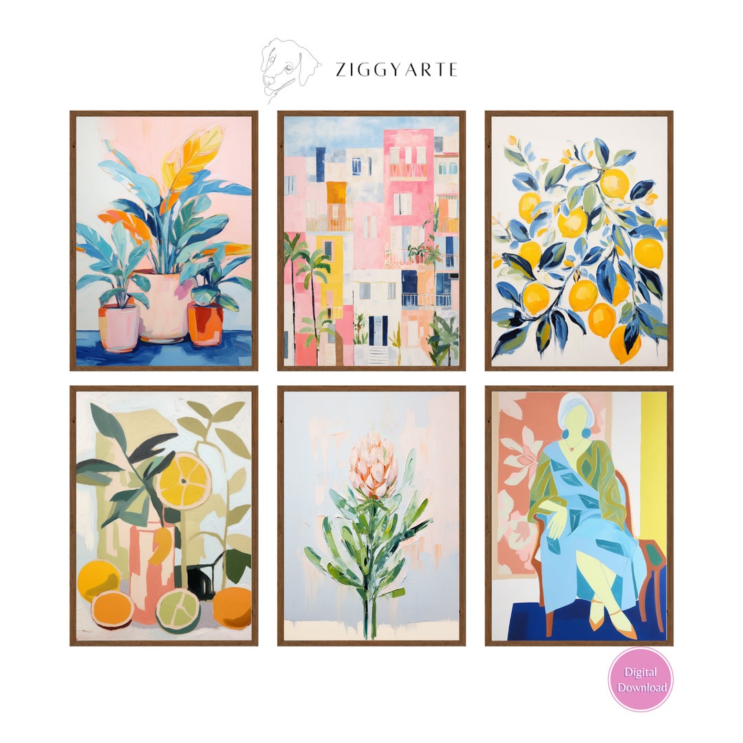 Set of 6 Paint Sheets. Printable Wall Art Boho Style With Etsy