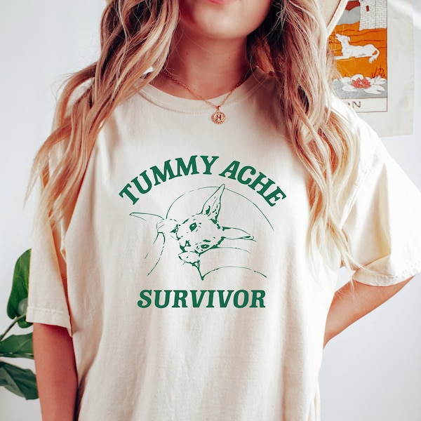 Tummy Ache Survivor, Unisex Heavy Cotton Tee, Weird Shirt, Funny Shirt, Offensive Shirt, Funny Gift, Sarcastic Shirt, Meme Shirt