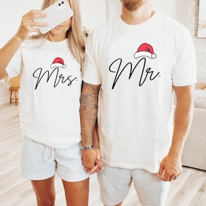 Christmas Couple Pajamas, Mr and Mrs Shirts, Wifey hubby Christmas, Christmas Couples Pajamas, First Christmas Shirt, Xmas Couple gift shirt