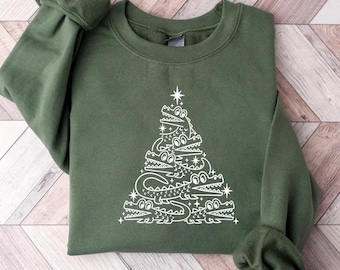 Christmas Alligator Sweatshirt, Florida Christmas Shirt, Christmas Tee, Christmas Tree Sweater, Funny Xmas Alligator Tshirt, Christmas Gift