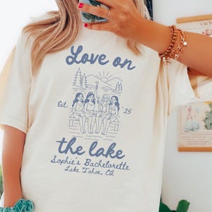 Custom Love on the Lake Bachelorette Party Comfort Colors® Shirt, Personalized Camping Bach Shirt, Custom Bride Name, Lake Wife Life Tee