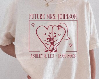 Custom Future Mrs Shirt, Personalized Bride To Be Comfort Colors Tee, Future Wife Gift, Engagement Shirt, Coquette Bride Wedding Gift