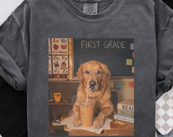 Funny First Grade Dog Teacher Comfort Colors Shirt, Back To School Teacher Gift, Dog Lover Tee, 1st Grade Teacher Shirt,  First Grade Team