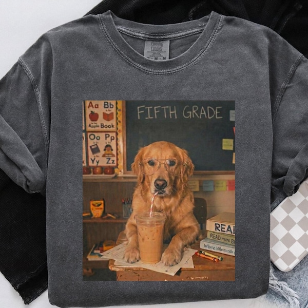 Funny Fifth Grade Teacher Dog Comfort Colors Shirt, Back To School Teacher Gift,Dog Lovers 5th Grade Teacher Matching Grade Level Team Shirt