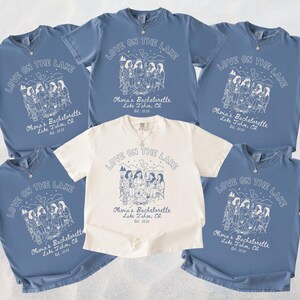 Custom Love on the Lake Bachelorette Party Comfort Colors® Shirt, Personalized Camping Bach Shirt, Custom Bride Name, Lake Wife Life Tee