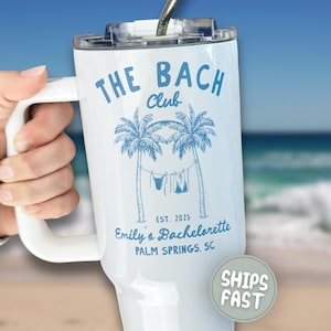 Custom Beach Bachelorette Tumblers 40oz with Straw, The Bach Club Bachelorette Cups,  Personalized Coastal Bachelorette Tumbler with Handle