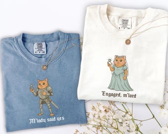 Funny Cat Engagement Shirt, Matching Couples Tee, Snarky Relationship Humor Shirt, Engagement Announcement Gift,Tshirt for Fiancee & Fiance