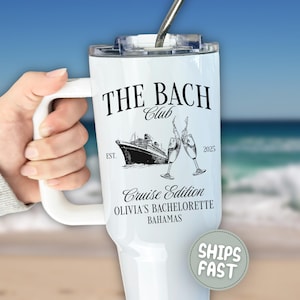 Cruise bachelorette party tumbler with handle, Nautical Bachelorette Gifts for Bride and Bridesmaids, Custom Coastal Bachelorette Tumbler