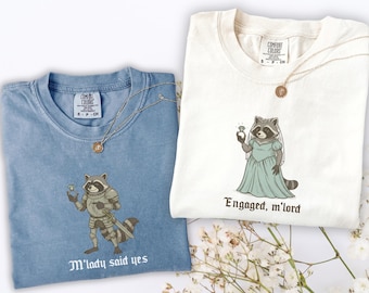 Funny Raccoon Engagement Shirt, Matching Couples Tee, Snarky Relationship Humor Shirt, Engagement Announcement Gift for Fiancee & Fiance