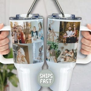 Custom Photo Collage 40oz Tumbler, Personalized Tumbler with Photo,Personalized picture travel mug,40oz Photo Tumbler with Handle for Family