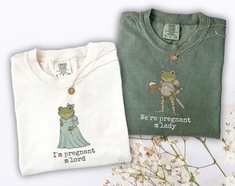 Funny Frog Pregnancy Announcement Shirt, Medieval Pregnancy Tshirt, Snarky Couple Pregnancy Tee, Baby Reveal Gift For Expecting Mom and Dad
