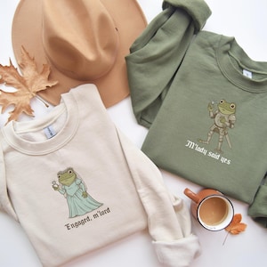 Couple Frog Engagement Sweatshirts, Funny Bridal Shower Clothing, Engagement Announcement Gift, Sweater for Fiancee & Fiance Frog Lovers
