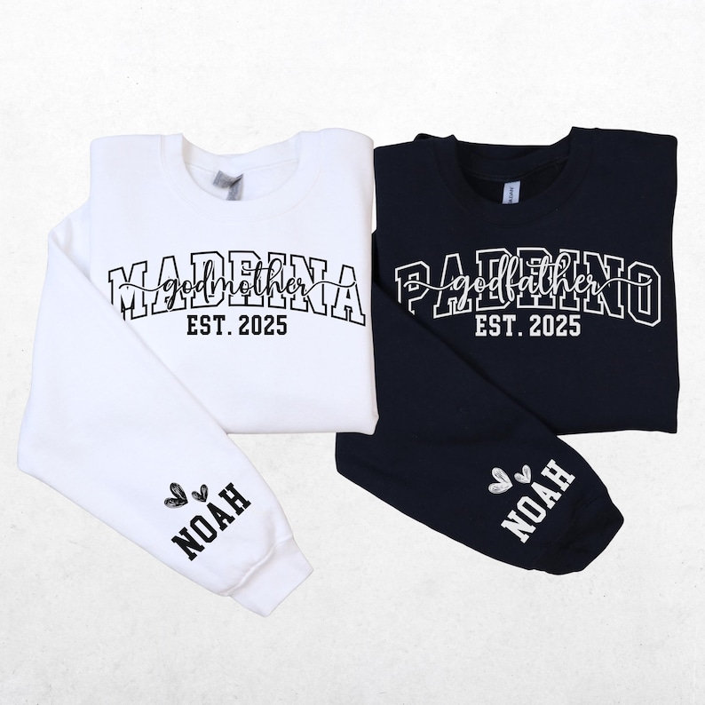 Custom Madrina & Padrino Sweatshirt, God Parent Proposal Gift,Godmother Sweater,Personalized Godfather Sweatshirt, Pregnancy Reveal Crewneck image 5