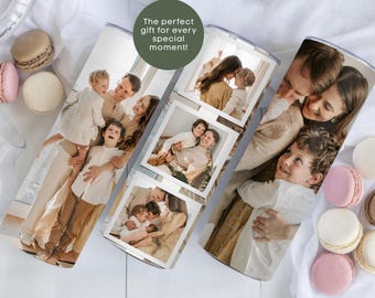 Personalized Photo Tumbler, Custom Photo Cup Gift for Mom, Custom Photo Collage Skinny Tumbler, Personalized Travel Mug, Picture Family Gift