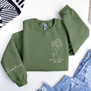 Custom Godmother With Kid Names Sweatshirt, God Parent Proposal Gift, Godmother Sweater,Personalized Godfather Sweatshirt, Gift for Madrina afbeelding 7