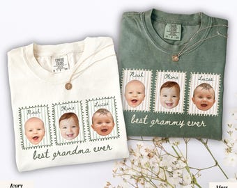 Custom Grandma Shirt with Grandkids name & Photo Face, Mother's Day Gift for Grammy, Personalized New Grandma T-Shirt, Gigi Tee,Grammy Shirt