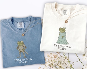 Funny Frog Pregnancy Announcement Shirt, Medieval Pregnancy Tshirt, Snarky Couple Pregnancy Tee, Baby Reveal Gift For Expecting Mom and Dad