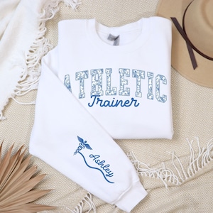 Custom Athletic Trainer Sweatshirt, Personalized Personal Trainer Sweater, Athletic Trainer Gift, Training Coach Crewneck with Custom Name
