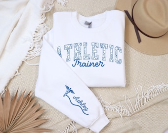 Custom Athletic Trainer Sweatshirt, Personalized Personal Trainer Sweater, Athletic Trainer Gift, Training Coach Crewneck with Custom Name