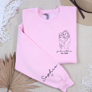 Custom Godmother With Kid Names Sweatshirt, God Parent Proposal Gift, Godmother Sweater,Personalized Godfather Sweatshirt, Gift for Madrina afbeelding 5