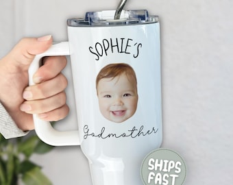Custom madrina proposal gift from goddaughter, Godmother baby face tumbler 40oz, custom godmother gift from godson, godmother proposal gift