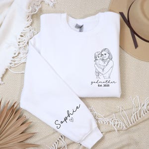 Custom Godmother With Kid Names Sweatshirt, God Parent Proposal Gift, Godmother Sweater,Personalized Godfather Sweatshirt, Gift for Madrina afbeelding 4