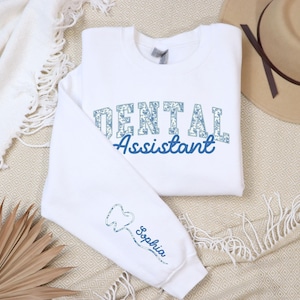 Sweatshirt aangepaste tandarts, sweater tandartsassistent, gepersonaliseerde tandartsassistent ronde hals, cadeau tandartsschool, trui aangepaste tanden