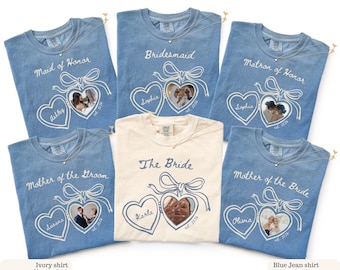 Bridal Party Custom Photo Shirts, Picture Bridesmaids Tee,Maid Of Honor Gift, MOG & MOB Wedding Shirt, Bridesmaid Proposal Gift Photo Tshirt