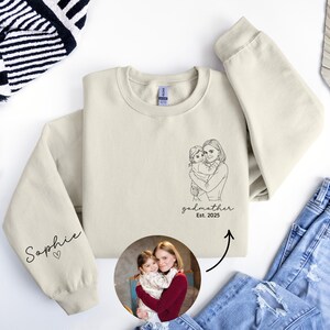 Custom Godmother With Kid Names Sweatshirt, God Parent Proposal Gift, Godmother Sweater,Personalized Godfather Sweatshirt, Gift for Madrina afbeelding 1