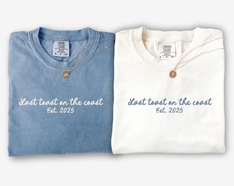 Custom Last Toast On The Coast Shirt, Beach Bachelorette Party Tee, Personalized beach bach tshirts, Coastal Bachelorette Party Shirts