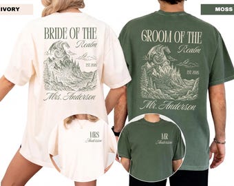 Medieval Couples Matching Shirt, Newlywed Wedding Tshirt, Renaissance Bridal Party Tee, Fairytale Wedding Gift, Custom Fantasy Wedding Tees