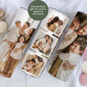 Personalized Photo Tumbler, Custom Photo Cup Gift for Mom, Custom Photo Collage Skinny Tumbler, Personalized Travel Mug, Picture Family Gift