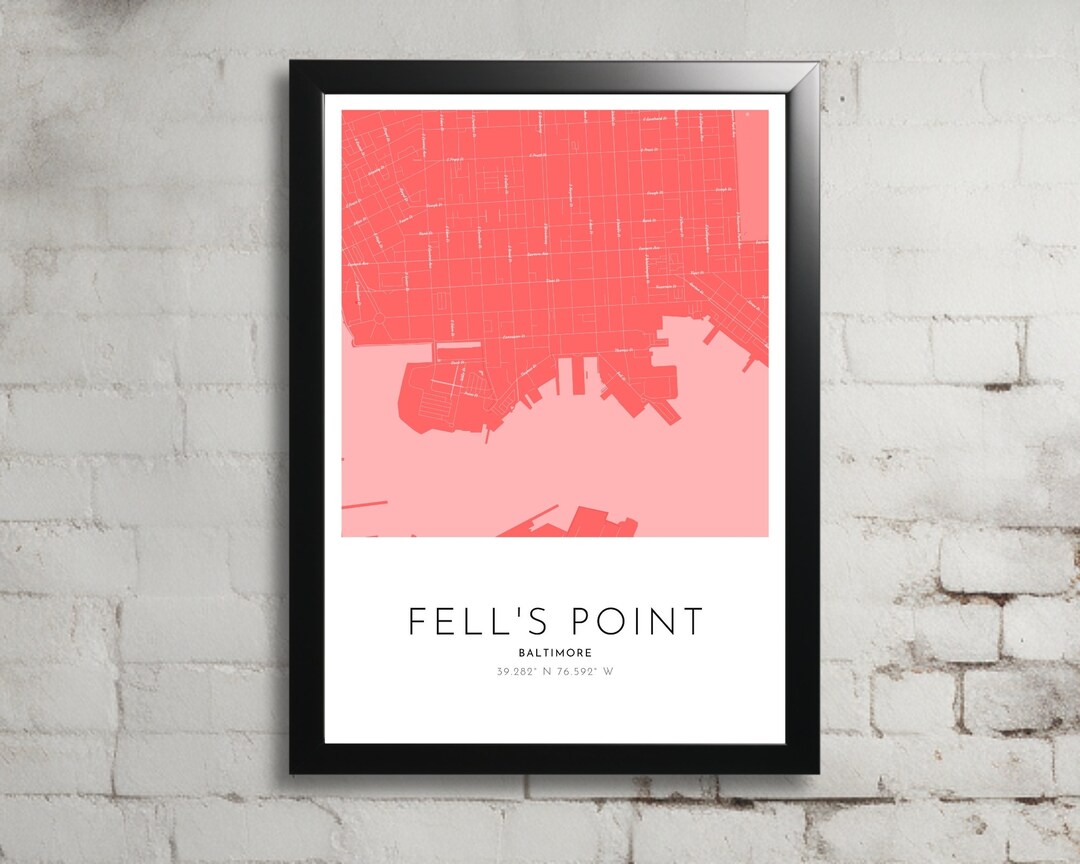 Fell's Point Map Poster, Baltimore Map Printable, Map With Street ...