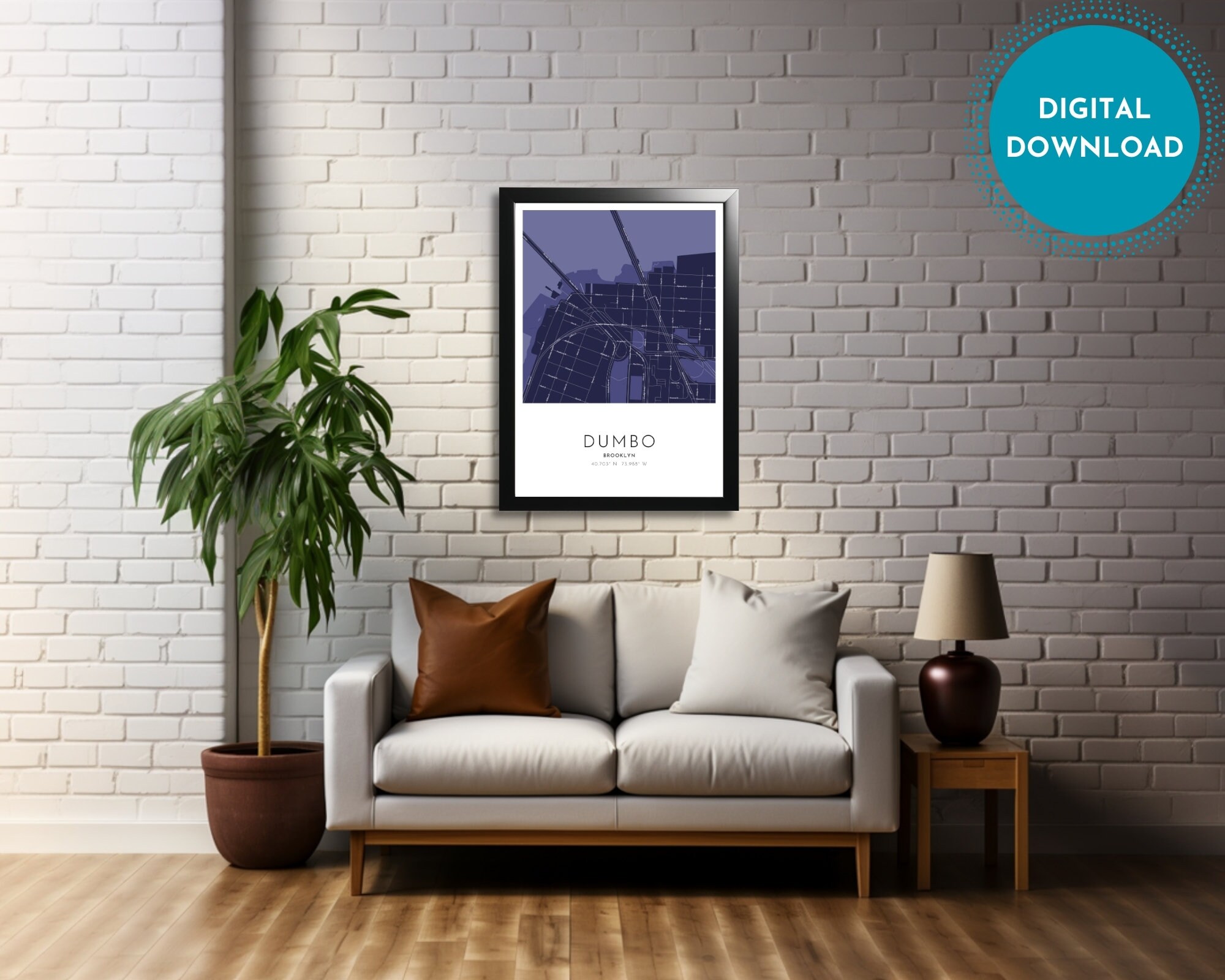 DUMBO Map Poster, Brooklyn Map Printable, Map With Street Labels, Neighborhood, Geographic Wall ...