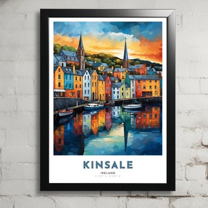 Kinsale Ireland Travel Poster, Art Nouveau Print, Kinsale Wall Art, Kinsale Painting, Irish Gift, Coastal Ireland Print, County Cork